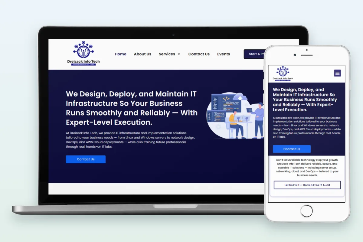 Dreizack Info Tech IT infrastructure company website designed by Search Hive