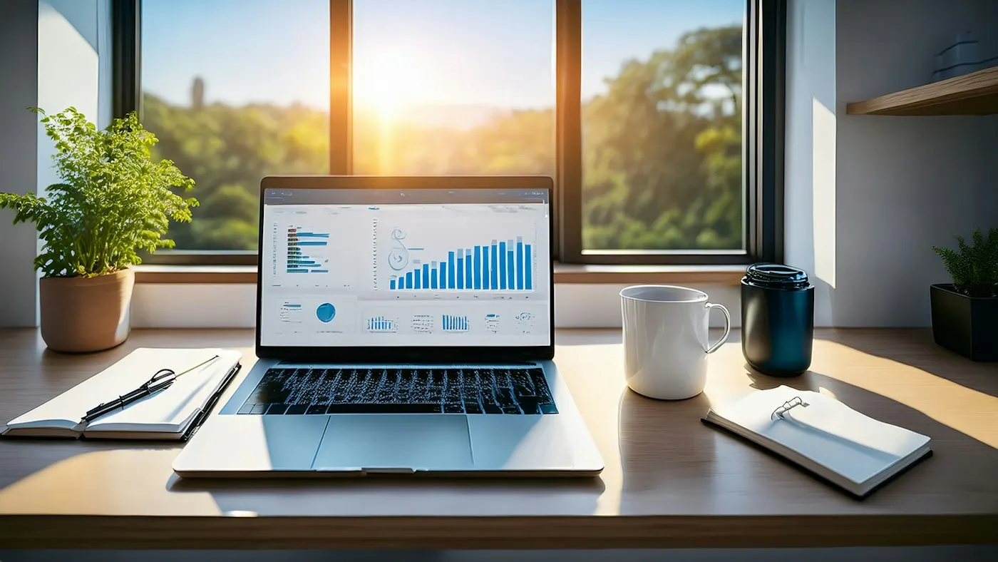 Google Ads PPC campaign performance charts on a laptop