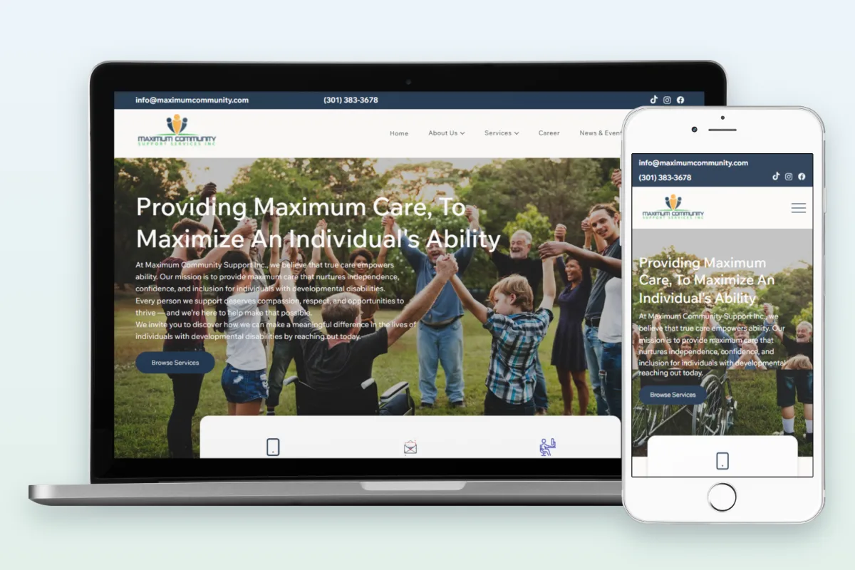 Maximum Community Support Services website designed by Search Hive