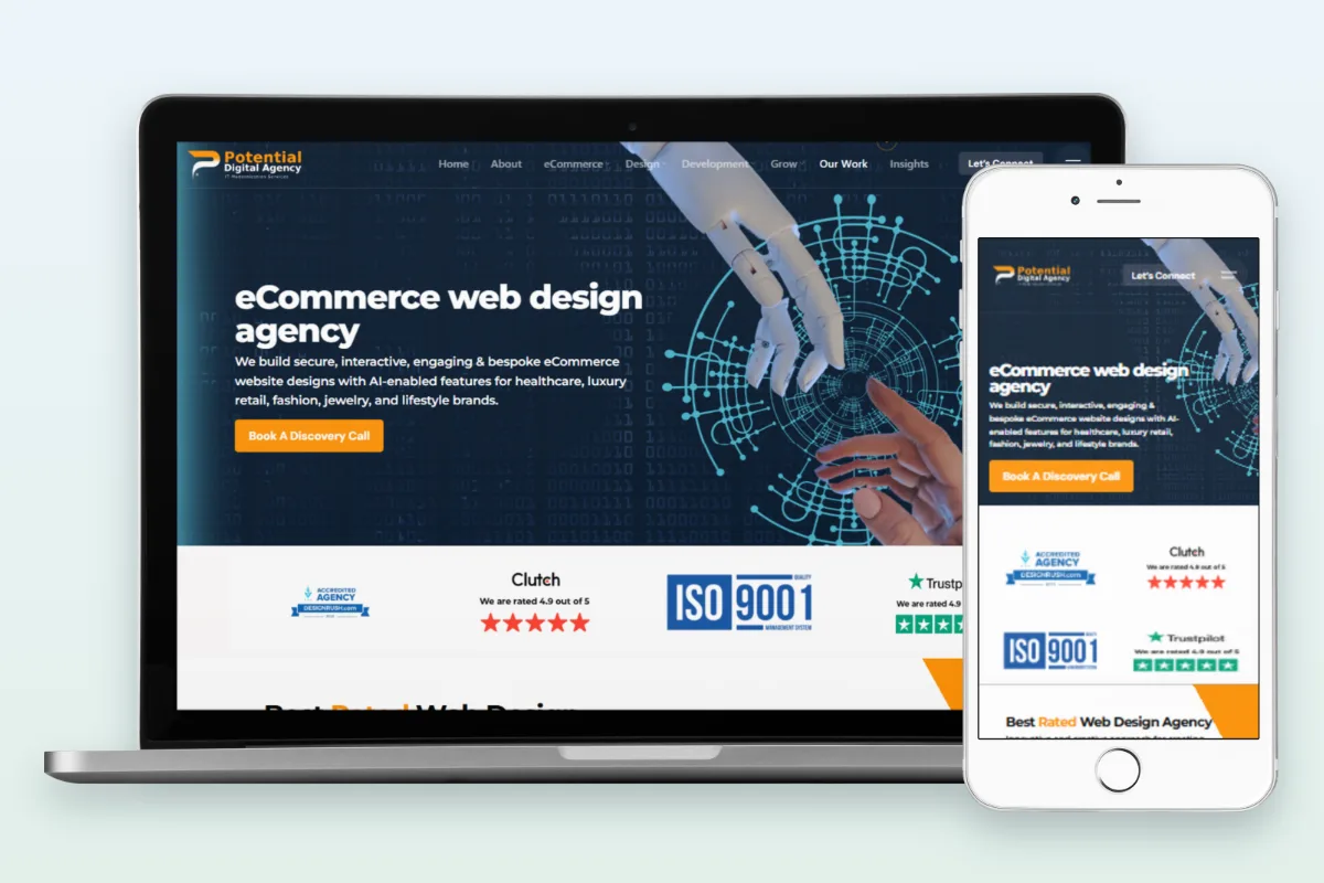 Potential Digital Agency ecommerce web design website developed by Search Hive