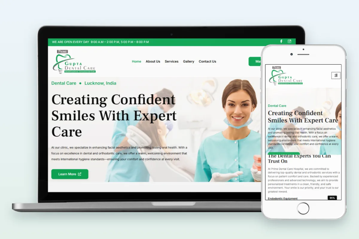 Prime Gupta Dental Care Lucknow dental clinic website designed by Search Hive