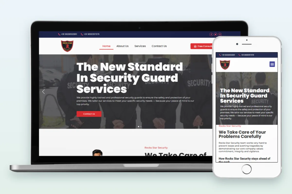 Rocks Star Security guard services website designed by Search Hive