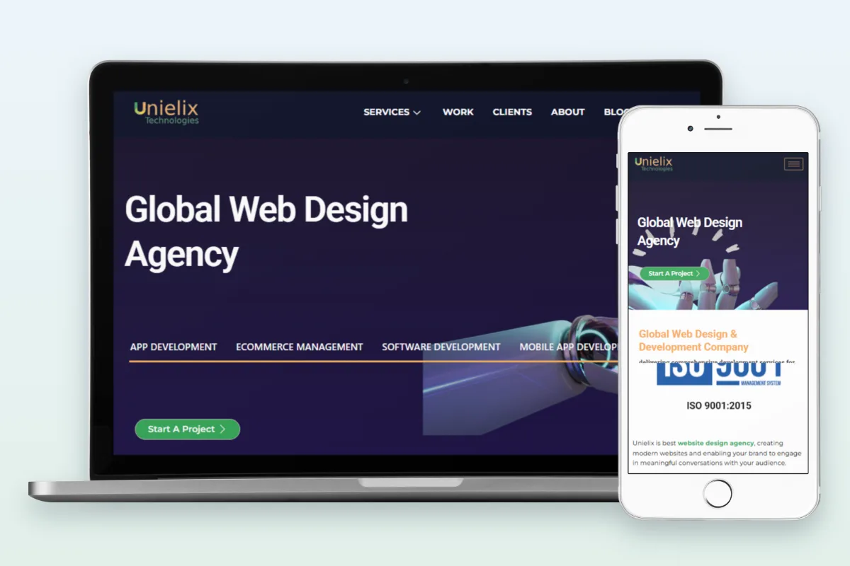 Unielix Technologies web design agency website developed by Search Hive