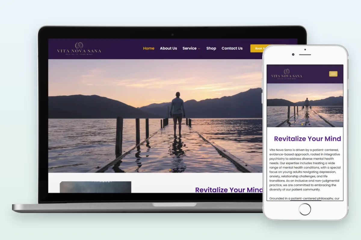 Vita Nova Sana integrative psychiatry website designed by Search Hive